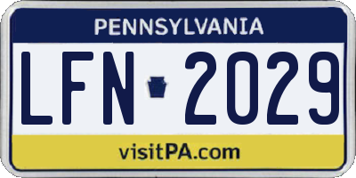 PA license plate LFN2029