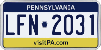PA license plate LFN2031