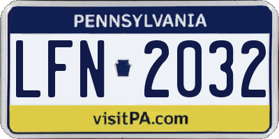 PA license plate LFN2032