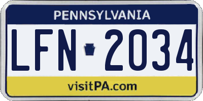 PA license plate LFN2034