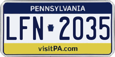 PA license plate LFN2035