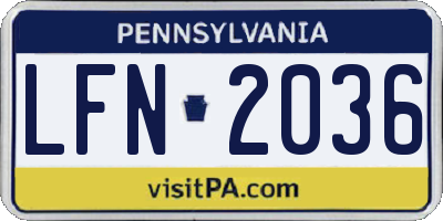 PA license plate LFN2036