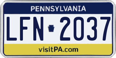 PA license plate LFN2037