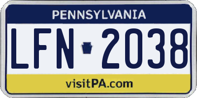 PA license plate LFN2038