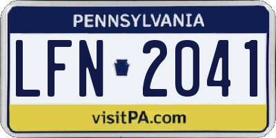 PA license plate LFN2041