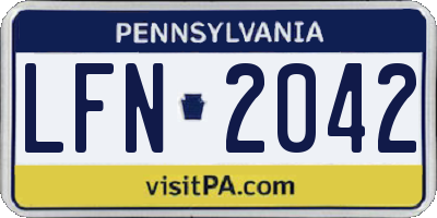 PA license plate LFN2042