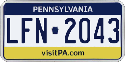 PA license plate LFN2043