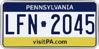 PA license plate LFN2045