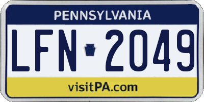 PA license plate LFN2049