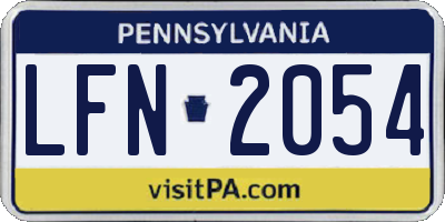 PA license plate LFN2054