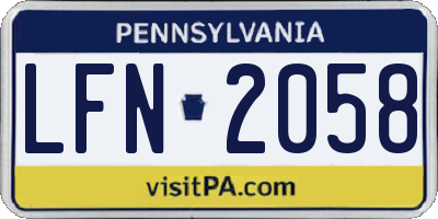 PA license plate LFN2058