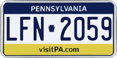 PA license plate LFN2059