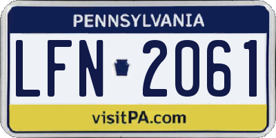 PA license plate LFN2061