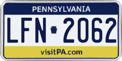 PA license plate LFN2062
