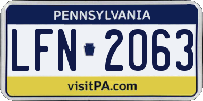 PA license plate LFN2063