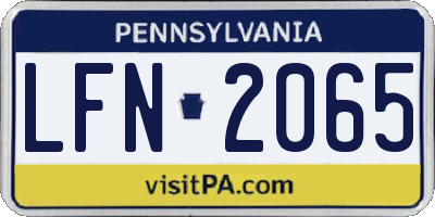 PA license plate LFN2065