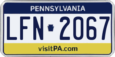 PA license plate LFN2067