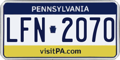 PA license plate LFN2070
