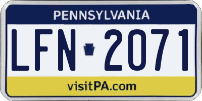 PA license plate LFN2071