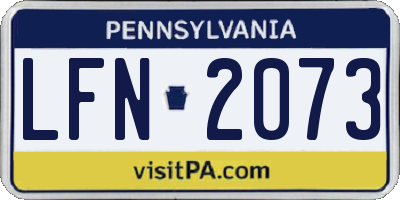 PA license plate LFN2073