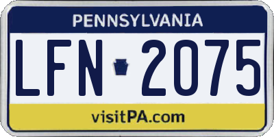 PA license plate LFN2075
