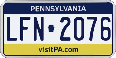 PA license plate LFN2076