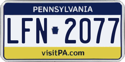 PA license plate LFN2077