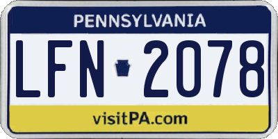 PA license plate LFN2078