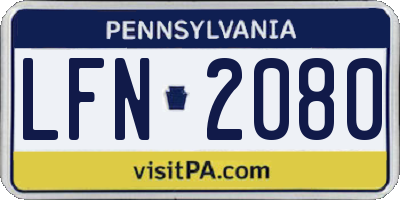 PA license plate LFN2080