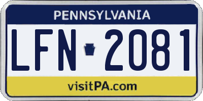 PA license plate LFN2081
