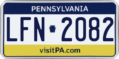 PA license plate LFN2082