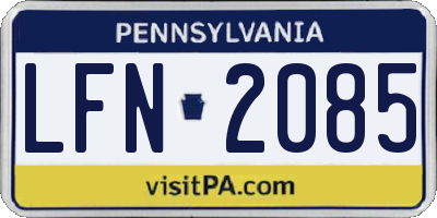PA license plate LFN2085