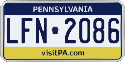 PA license plate LFN2086