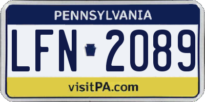 PA license plate LFN2089