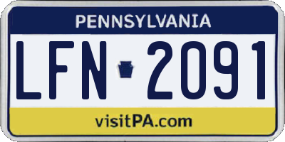 PA license plate LFN2091