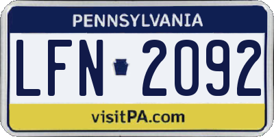 PA license plate LFN2092