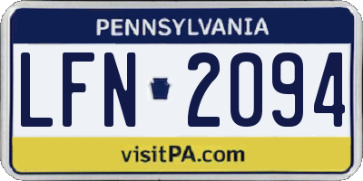 PA license plate LFN2094