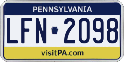 PA license plate LFN2098