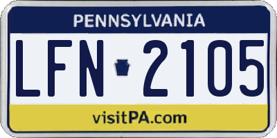 PA license plate LFN2105