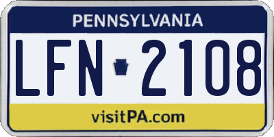 PA license plate LFN2108