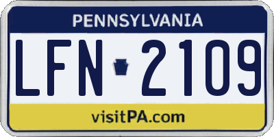 PA license plate LFN2109