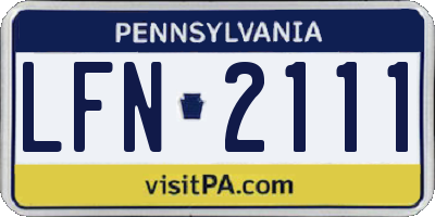 PA license plate LFN2111