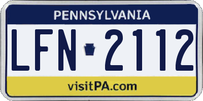 PA license plate LFN2112