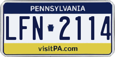 PA license plate LFN2114