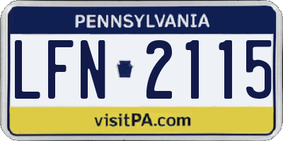 PA license plate LFN2115