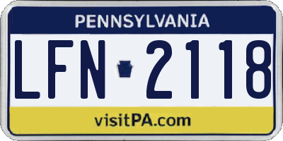 PA license plate LFN2118