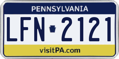 PA license plate LFN2121