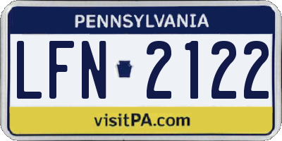 PA license plate LFN2122