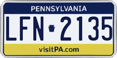 PA license plate LFN2135
