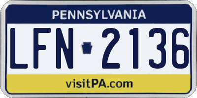 PA license plate LFN2136
